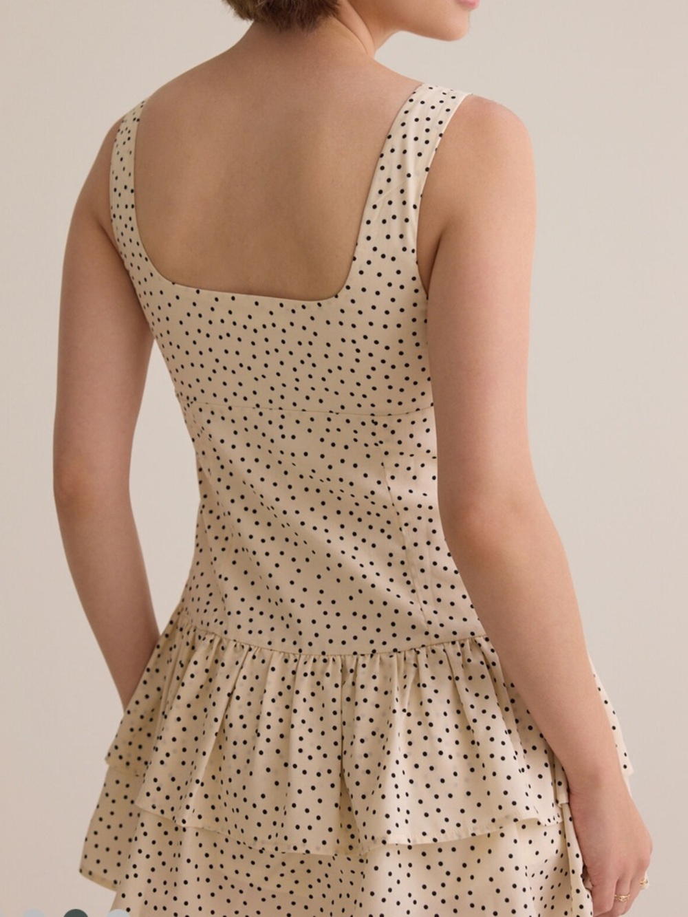 Altar’d State Maisie Ivory & Black Polka Dot Tiered Dress NWT Sz XL - Picture 2 of 9
